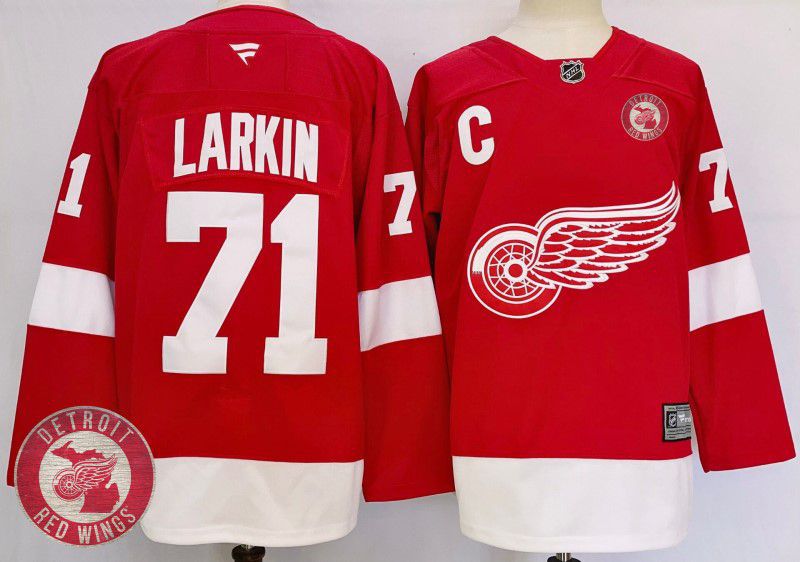 Men Detroit Red Wings 71 Larkin Red Fanatics 2025 NHL Jersey style 7